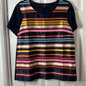 Lands' End Size Medium 10–12 NWOT navy/multicolor  ladies top